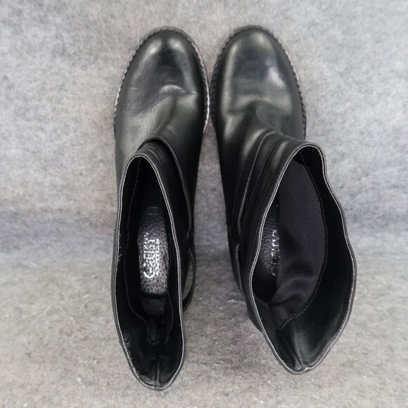 Greisy Shoes Womens 40 Bootie Leather Stacked Heel Buckle Strap Ankle Boot Black - Picture 6 of 16